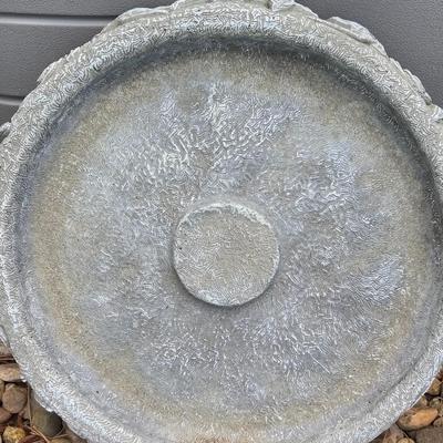 Heavy Cement Bird Bath with Flowers & Hummingbird Design