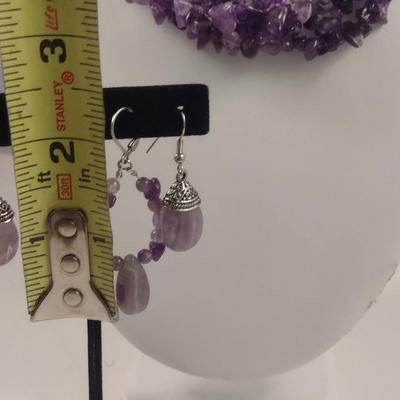 Amethyst Four Strand Necklace with Earrings (#95)