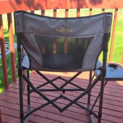 Wide Cabela's Camp Chair With Fold Out Side Table and Drink Holder