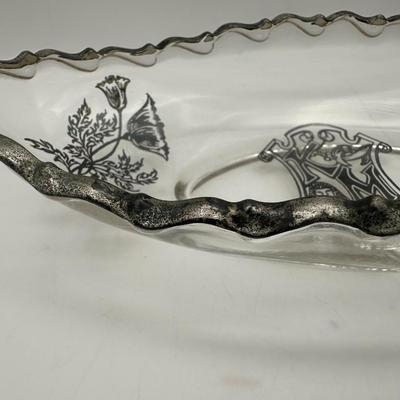 Mardi Gras Favor Krewe of Moslem Vintage Silver Glass Dish
