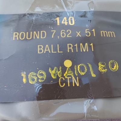 140 Rounds 7.63 X 51 MM Ball R1M1 Ammunition - SEALED BATTLE PACK