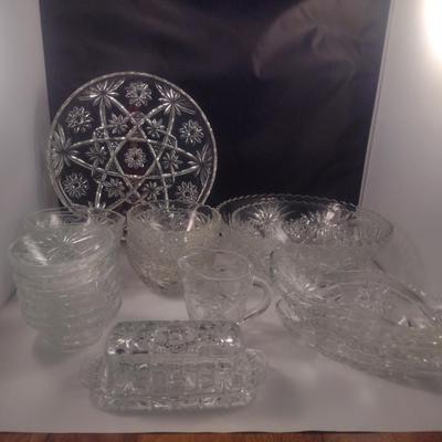 Collection of Anchor Hocking Early American Prescut Glass Dishware- Approx 23 Pieces