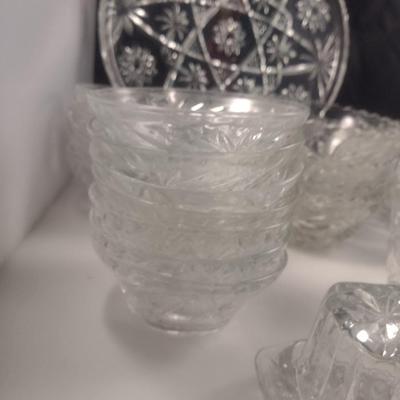 Collection of Anchor Hocking Early American Prescut Glass Dishware- Approx 23 Pieces