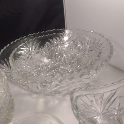 Collection of Anchor Hocking Early American Prescut Glass Dishware- Approx 23 Pieces