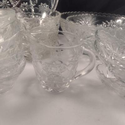 Collection of Anchor Hocking Early American Prescut Glass Dishware- Approx 23 Pieces