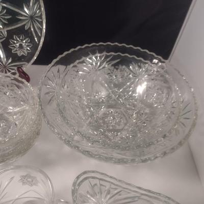 Collection of Anchor Hocking Early American Prescut Glass Dishware- Approx 23 Pieces