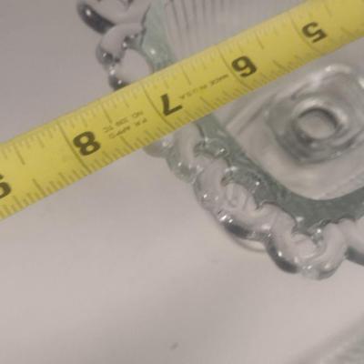 Vintage Indiana Glass Lace Edge Pedestal Candy Dish with Lid