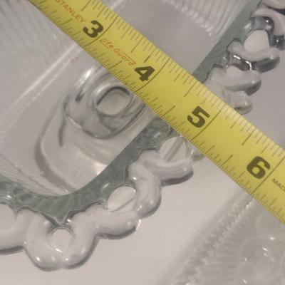 Vintage Indiana Glass Lace Edge Pedestal Candy Dish with Lid