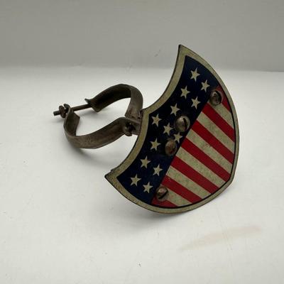 Vintage American Flag 13 Stars Emblem Metal Motorcycle Mount