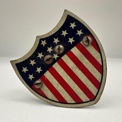Vintage American Flag 13 Stars Emblem Metal Motorcycle Mount