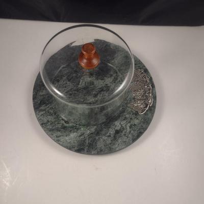 Marble Cheese Plate with Glass Dome