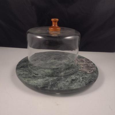 Marble Cheese Plate with Glass Dome