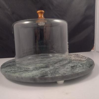 Marble Cheese Plate with Glass Dome