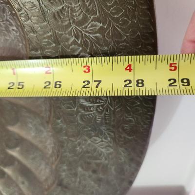 Large 28.5" Diameter Incised Brass Tray Wall Art