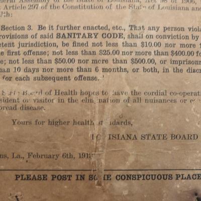 Don't Spit! Warning Sign, New Orleans, 1913