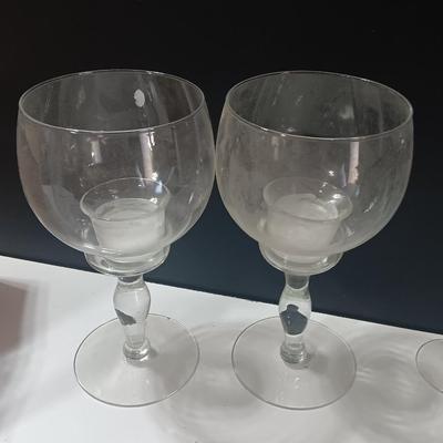 Princess House glass candle holders and glass vases with two spoon rests