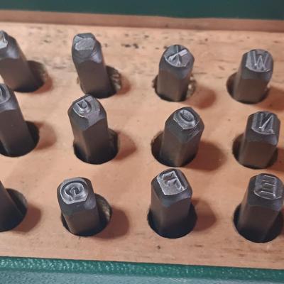 Steel Number punches with Chalk sting line