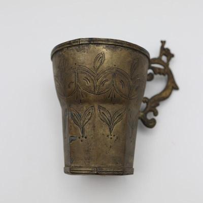 Antique South American Spanish Colonial Engraved Llama Mug