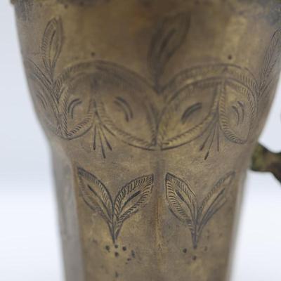 Antique South American Spanish Colonial Engraved Llama Mug