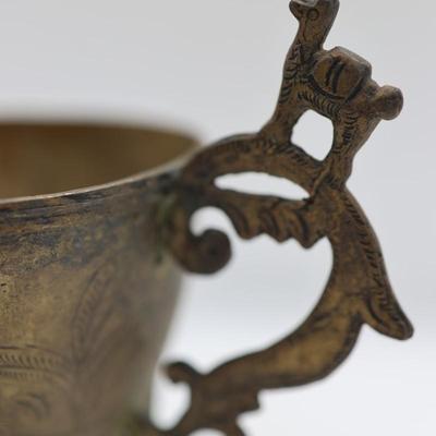 Antique South American Spanish Colonial Engraved Llama Mug