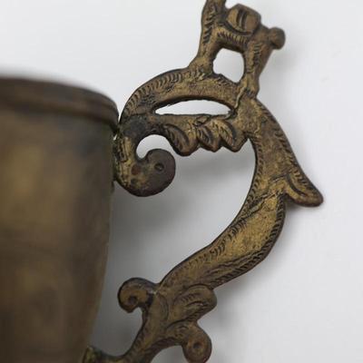 Antique South American Spanish Colonial Engraved Llama Mug