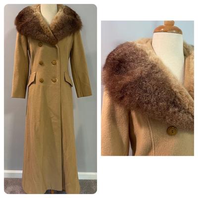 Vintage Fur Collar Maxi Wool Coat