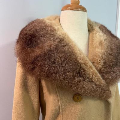 Vintage Fur Collar Maxi Wool Coat