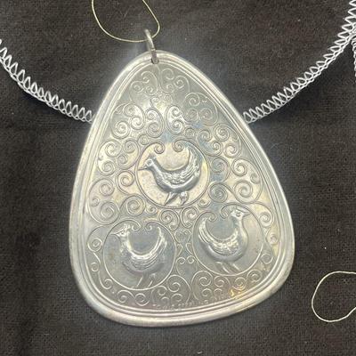 Vintage 1973 Towle Sterling Silver 3 French Hens Christmas Ornament Pendant