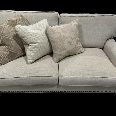 Broyhill Love Seat Neutral Fabric Nailhead trim New w/ Tag
