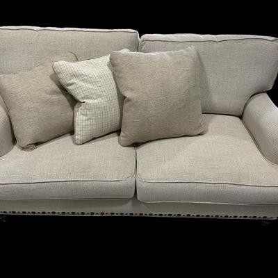 Broyhill Love Seat Neutral Fabric Nailhead trim New w/ Tag