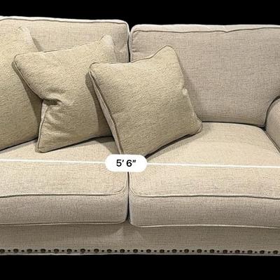 Broyhill Love Seat Neutral Fabric Nailhead trim New w/ Tag