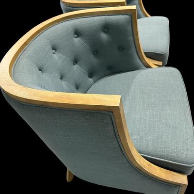Pair of Tufted back Barrel Accent Chairs by Boulevard