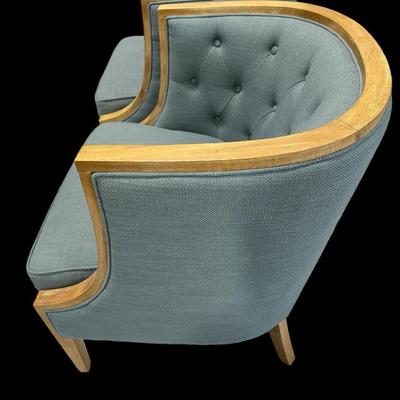 Pair of Tufted back Barrel Accent Chairs by Boulevard