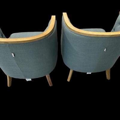 Pair of Tufted back Barrel Accent Chairs by Boulevard