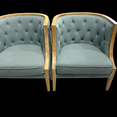 Pair of Tufted back Barrel Accent Chairs by Boulevard