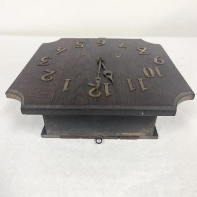 Antique Mission Style Wooden Clock With Key