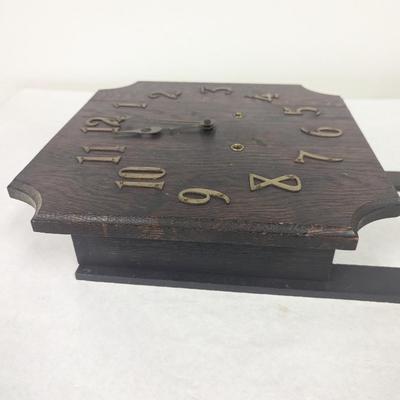 Antique Mission Style Wooden Clock With Key