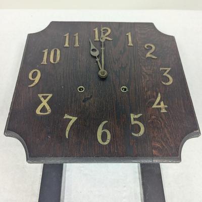 Antique Mission Style Wooden Clock With Key
