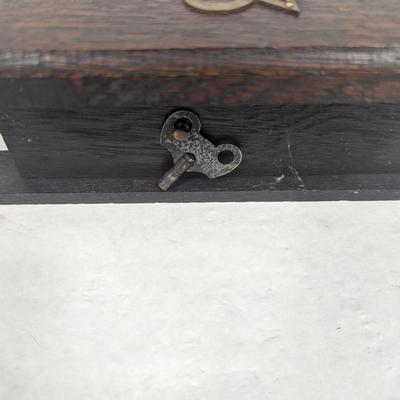 Antique Mission Style Wooden Clock With Key