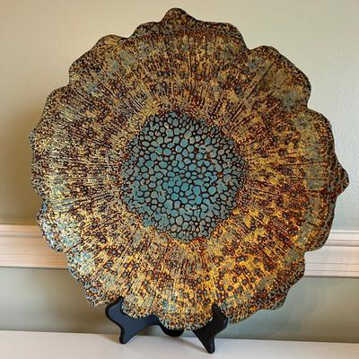 Large Modern Bubble Glass Bowl Centerpiece
