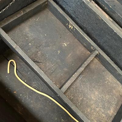 ANTIQUE WOOD TOOL TRUNK CHEST