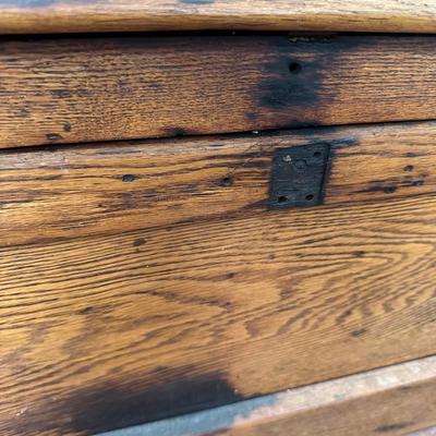 ANTIQUE WOOD TOOL TRUNK CHEST