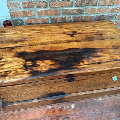 ANTIQUE WOOD TOOL TRUNK CHEST
