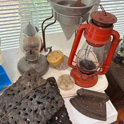 LANTERNS, PRESSES, IRON & FLOWER FROGS