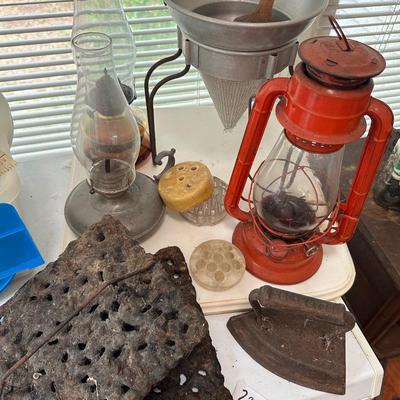 LANTERNS, PRESSES, IRON & FLOWER FROGS