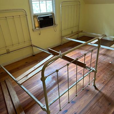 PAIR ANTIQUE TWIN SIZE IRON BEDS