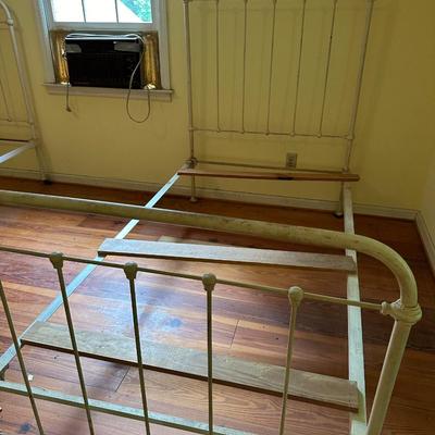PAIR ANTIQUE TWIN SIZE IRON BEDS