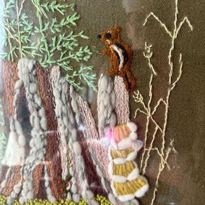 CREWEL ART SQUIRREL FRAMED