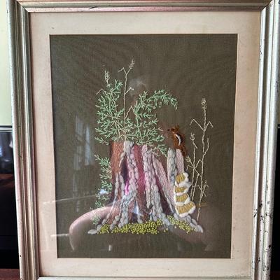CREWEL ART SQUIRREL FRAMED