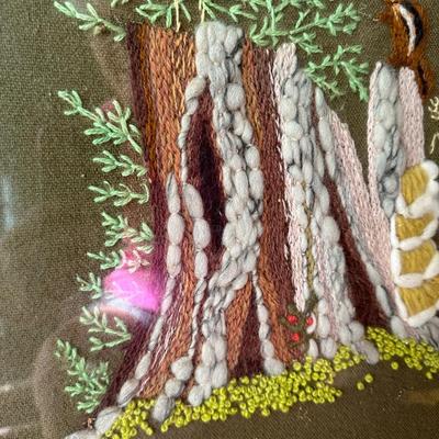 CREWEL ART SQUIRREL FRAMED